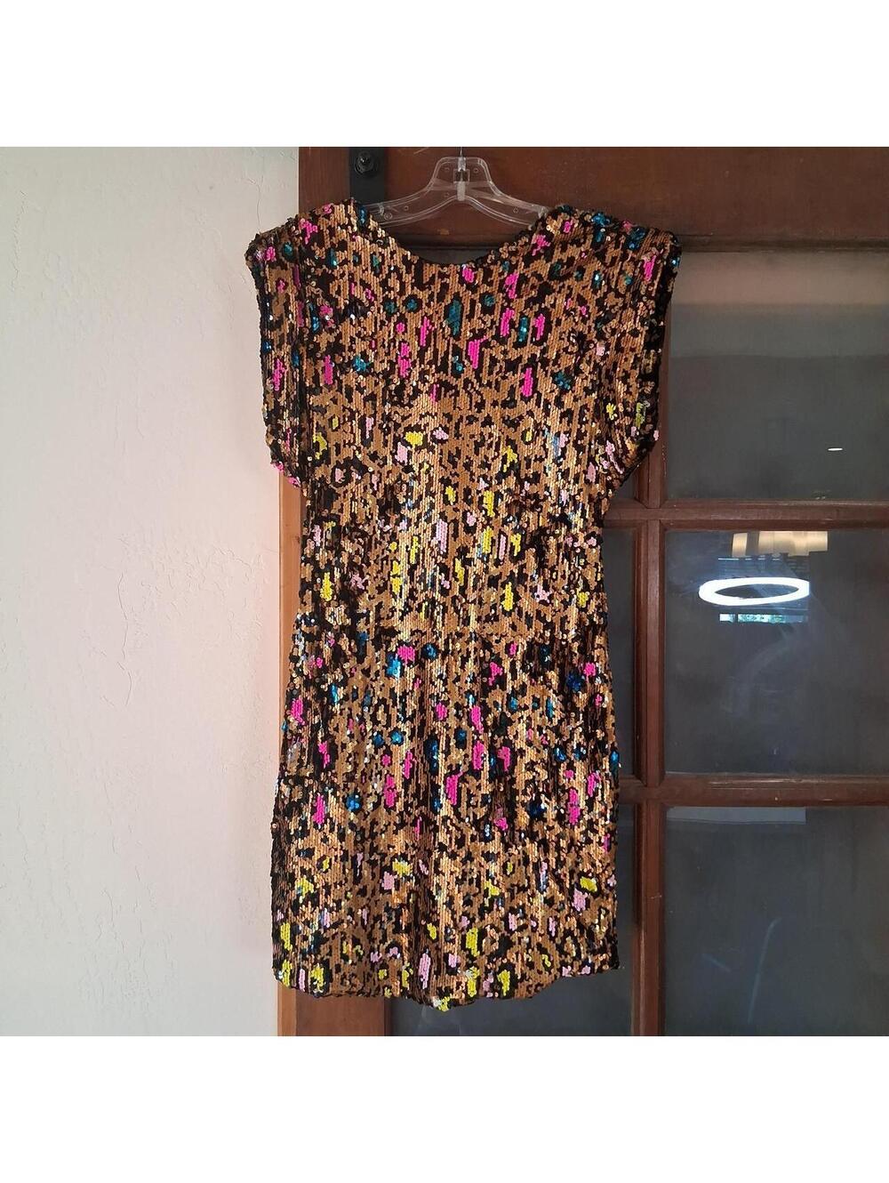 Fashion Nova Womens leopard sequin party dress